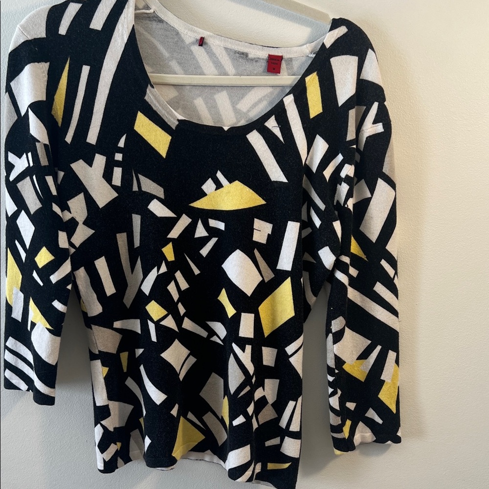 Geometric Black and Yellow Women's Top